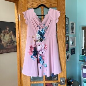 Ted Baker Sirenta Bardot Skater Off-Shoulder Dress Scallop Neck TB 5 US 12 L